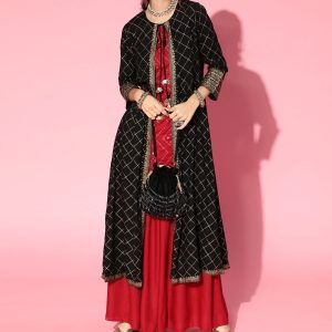 Black and Red Koti Lehenga