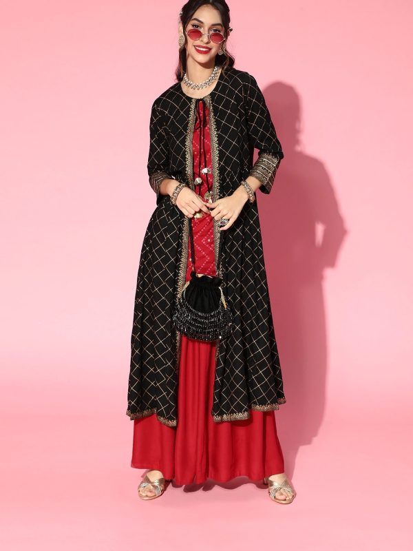 Black and Red Koti Lehenga