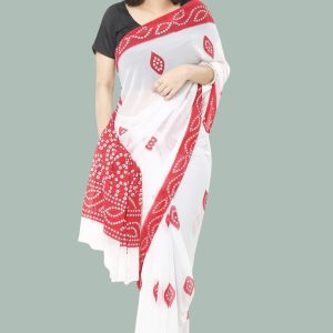 Georgette Red and White Saree